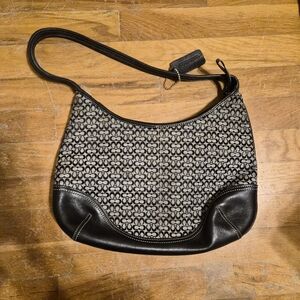 Coach logo print hobo bag Gray And Balck Leather